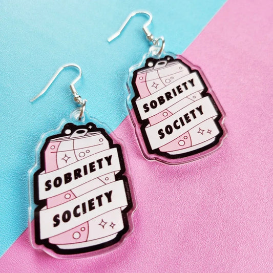 Sobriety Society Earrings - Sober Earrings, Sober Accessories, Handmade Earrings, Mocktail Gift, Alcoholics Anonymous, AA Gift