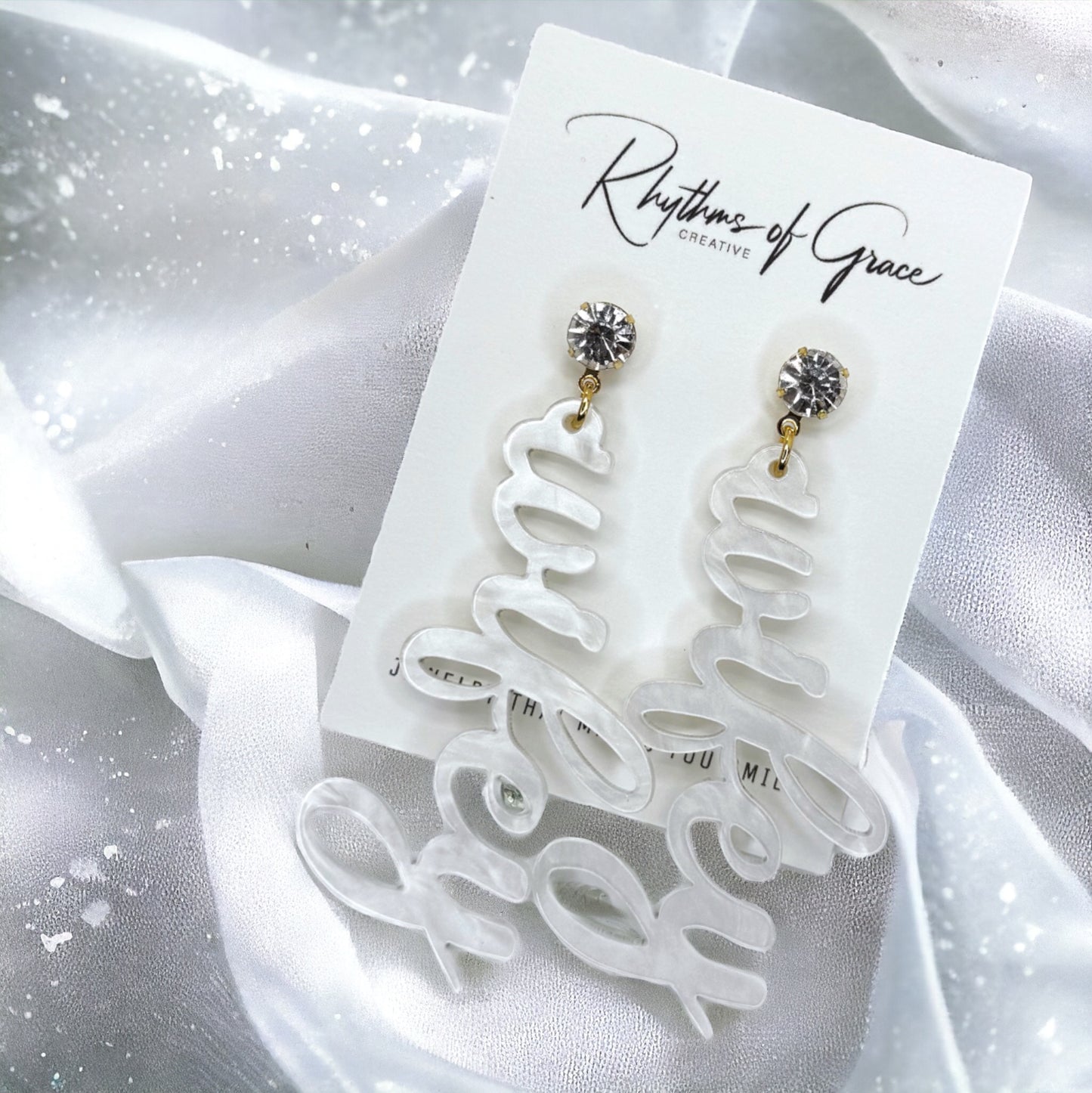 Wifey for Lifey – Marbled Bridal Earrings with Sparkle
