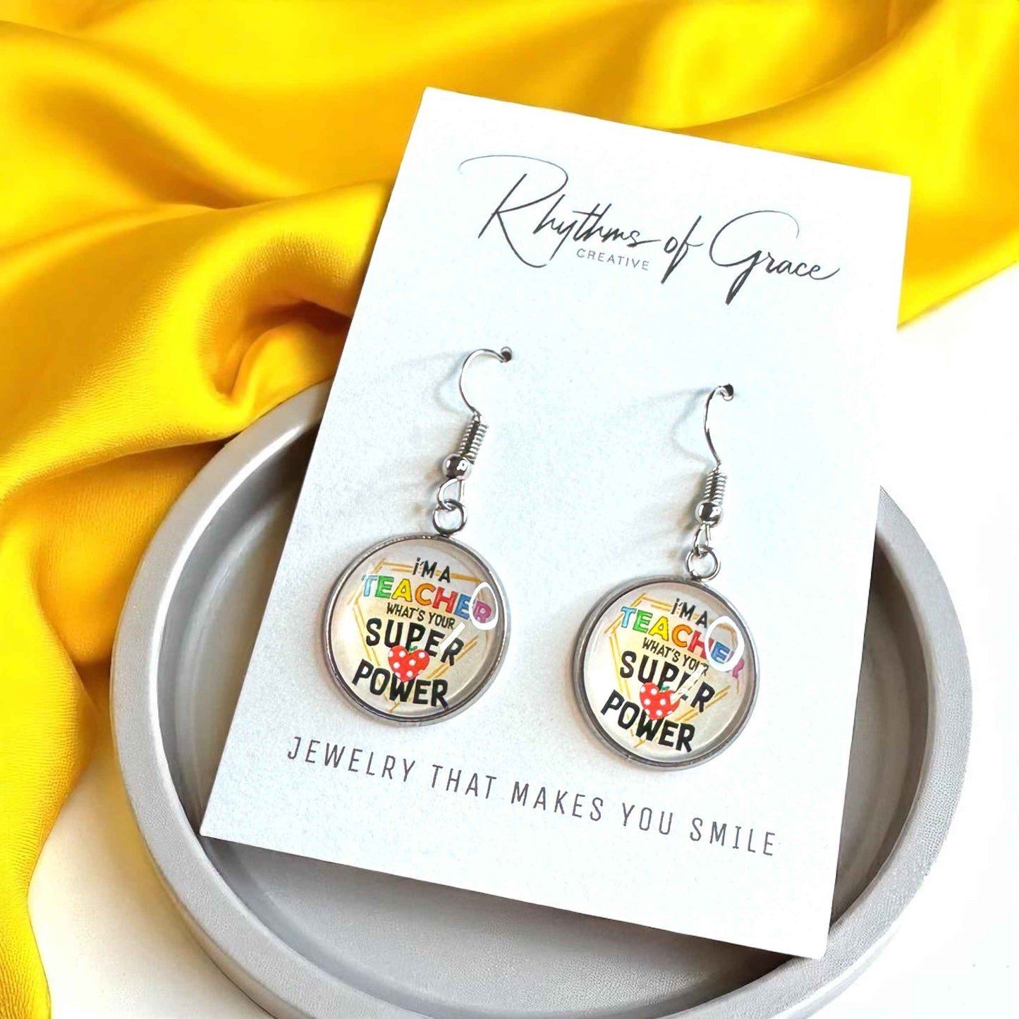 Inspire & Shine with Teacher Cabochon Dangle Earrings!
