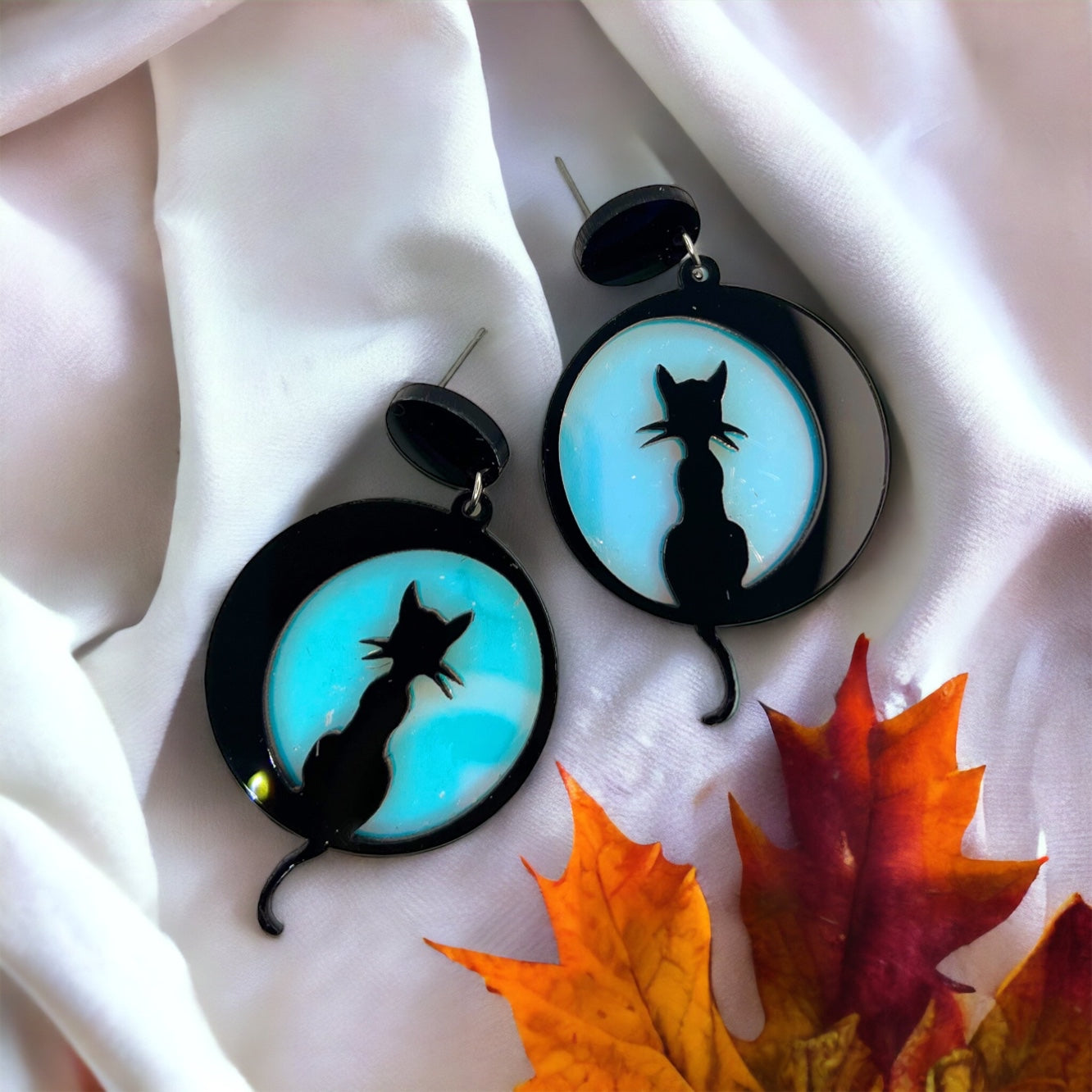 Enchant Your Look with Cat and Moon Earrings - Perfect for Halloween! - Rhythms of Grace Creative