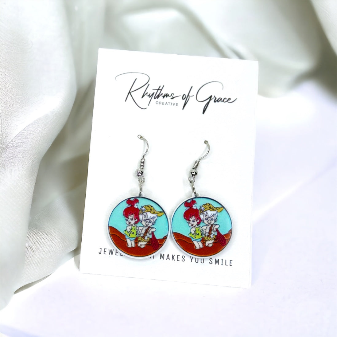 Yabba Dabba Cute! – Flintstones Earrings Featuring Pebbles & Bamm-Bamm 🦴