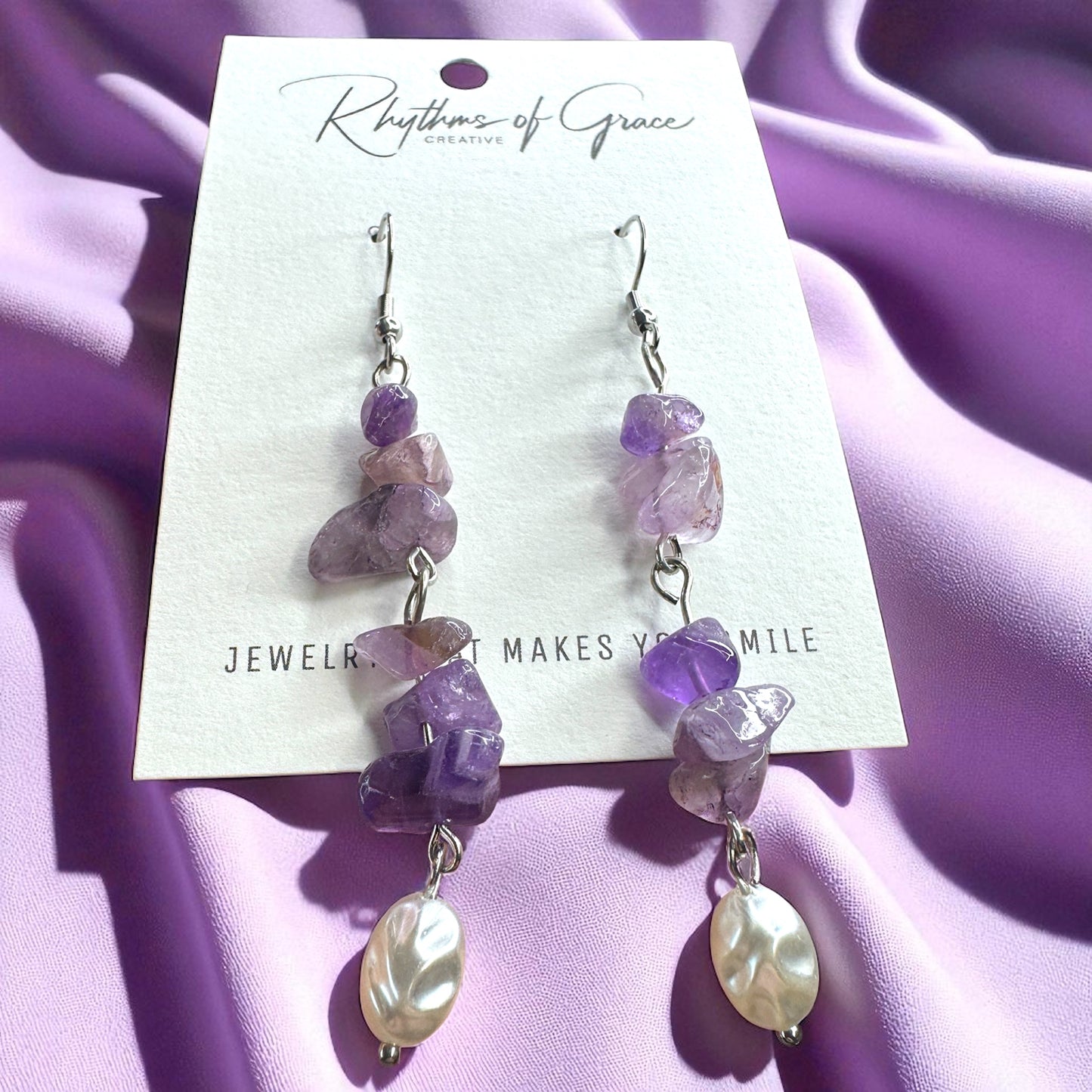 Boho Chic Purple Beaded Dangle Earrings – Lightweight Elegance!