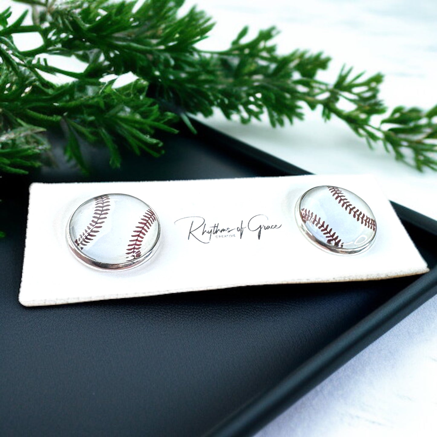 Hit a Style Home Run with Baseball Cabochon Stud Earrings! ⚾️