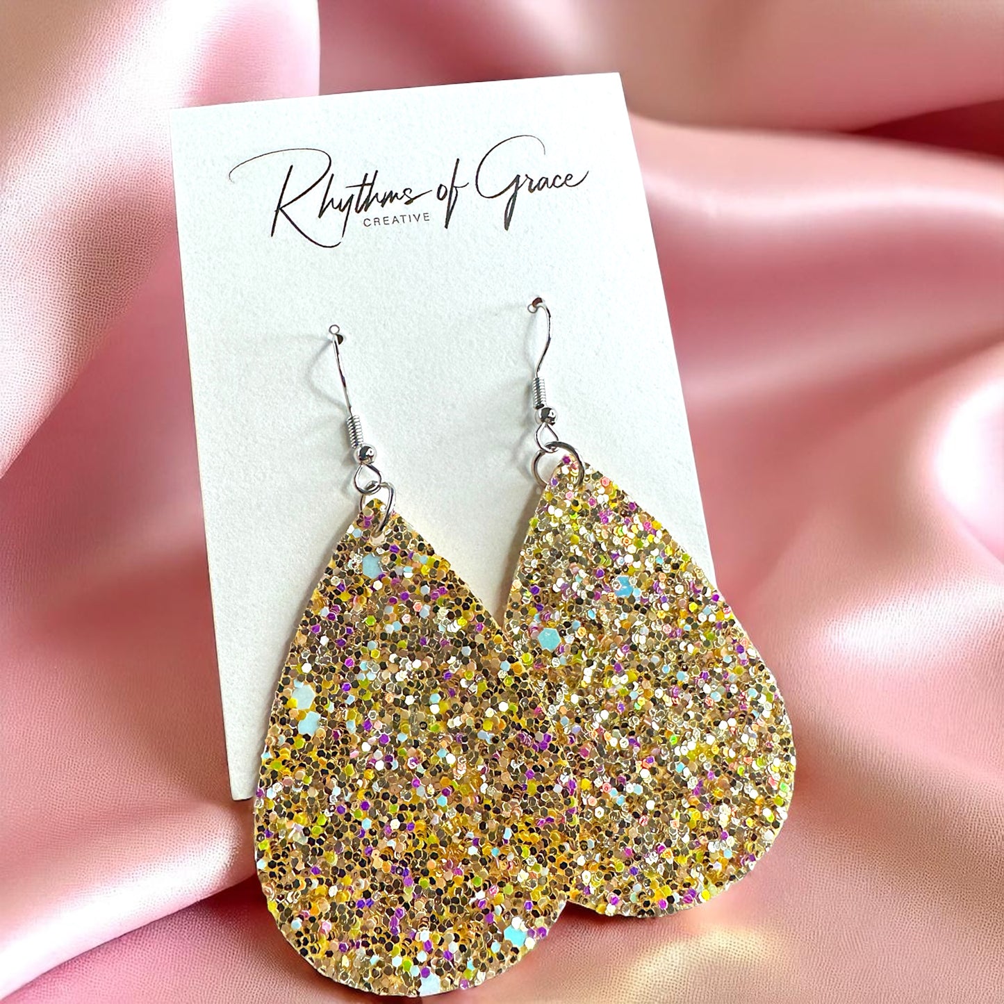 Sparkle & Shine: Glitter Teardrop Dangle Earrings ✨ - Rhythms of Grace Creative