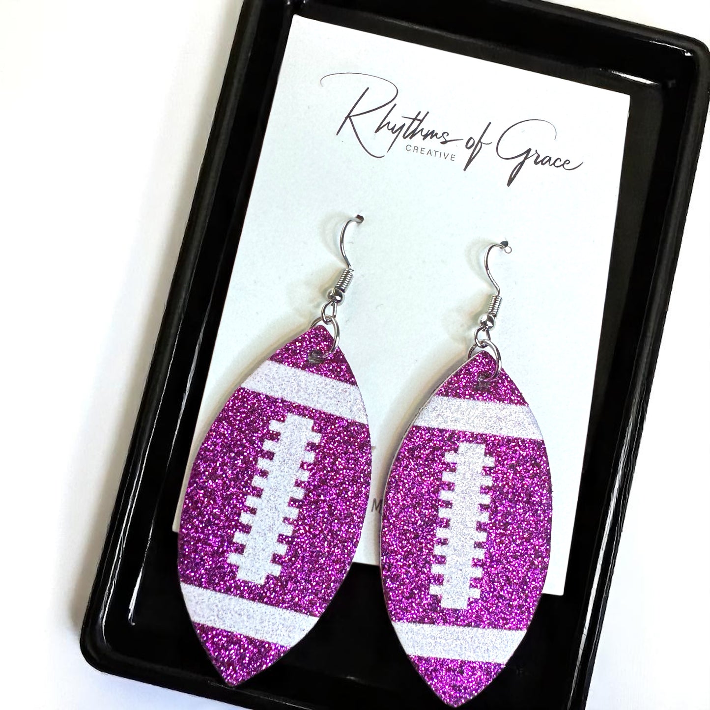 Score Big with Sparkle! Glitter Football Dangle Earrings 🏈