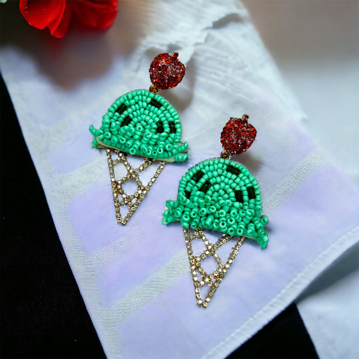Sweet Treat: Rhinestone Ice Cream Cone Earrings