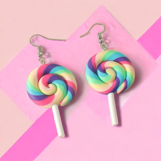 Rainbow Lollipop Earrings - Rainbow Earrings, Handmade Jewelry, Lollipop Jewelry, Candy Earrings, Lollipops