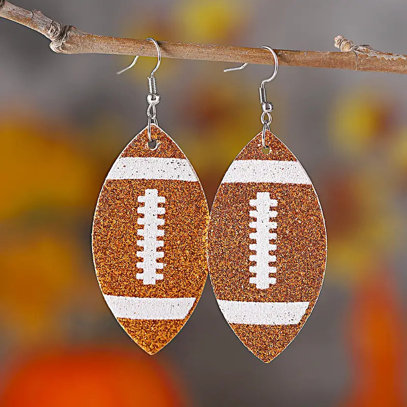 Score Big with Sparkle! Glitter Football Dangle Earrings 🏈