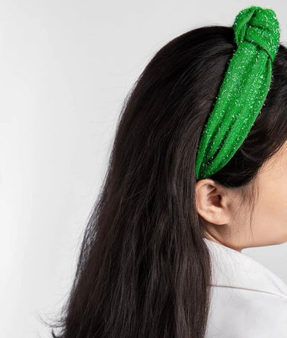 Green Topknot Headband - Handmade Headpiece, Green Headpiece, Holiday Headband, Green Headband