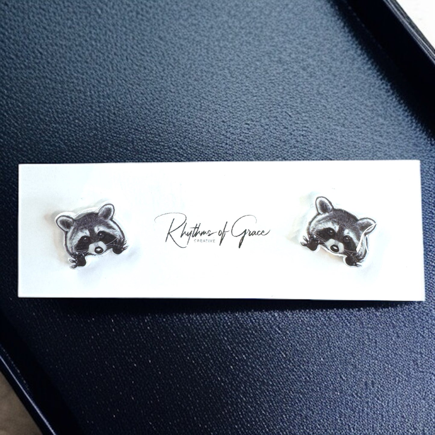 Ravishing Raccoon Stud Earrings - Double the Cuteness!