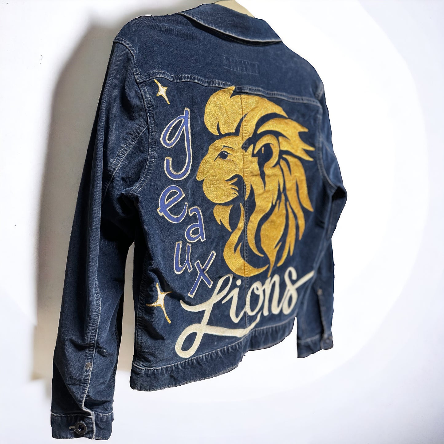 Hand Painted Jacket: “Geaux Lions” I Ladies Size Small Petite