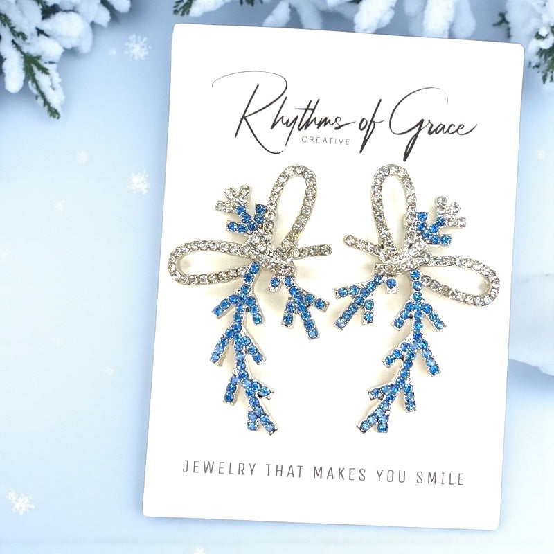 Sparkling Frozen Bow Earrings – Embrace Holiday Glamour!