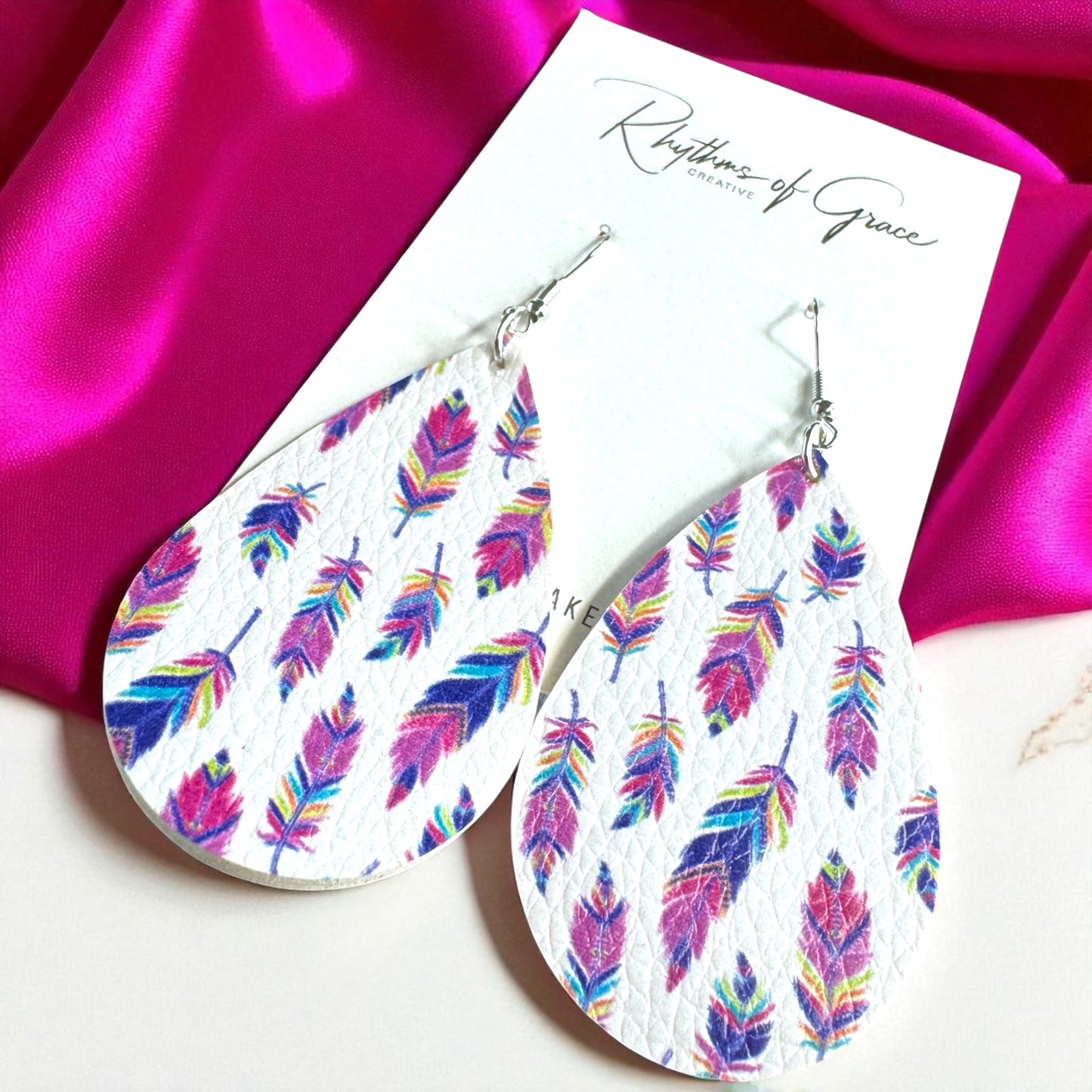 Colorful Feather Teardrop Earrings – Bold, Bright & Totally Fun!