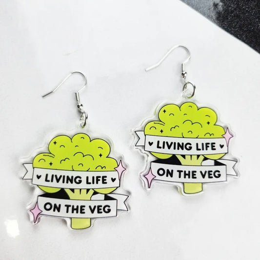 Veg Life Earrings - Living Life on the Veg, Vegetable Earrings, Vegan Accessories, Handmade Earrings, Vegetarian Earrings, Broccoli Earrings