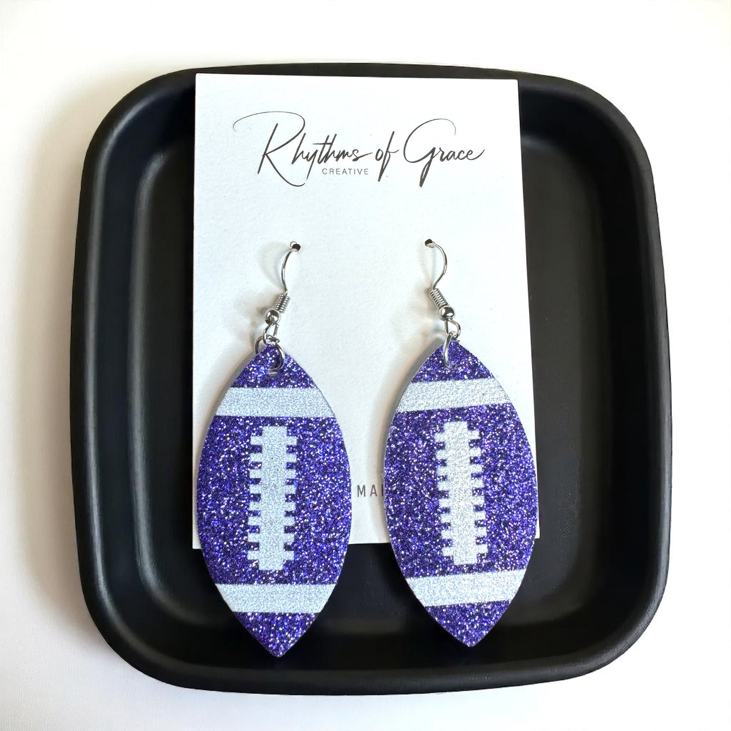Score Big with Sparkle! Glitter Football Dangle Earrings 🏈
