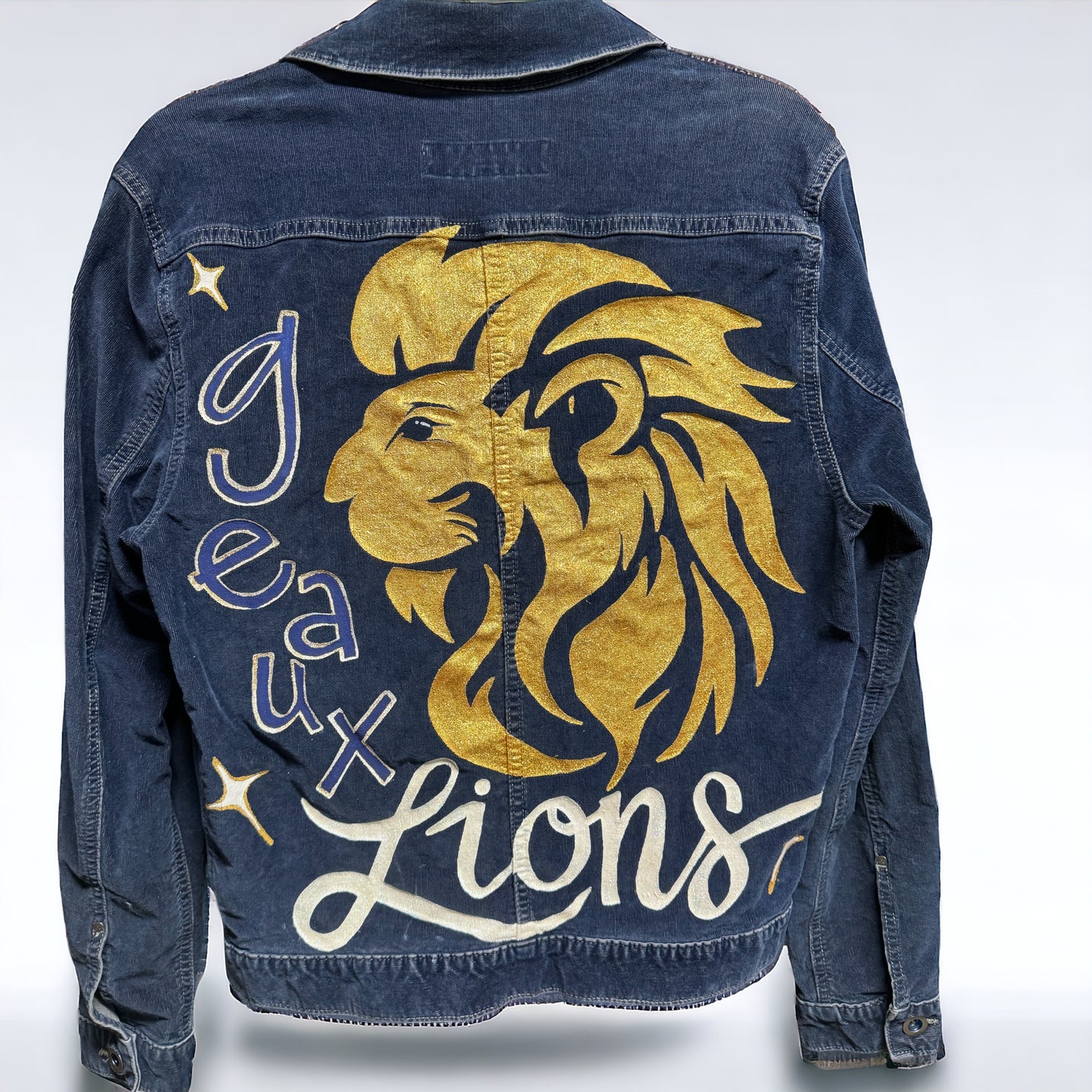 Hand Painted Jacket: “Geaux Lions” I Ladies Size Small Petite