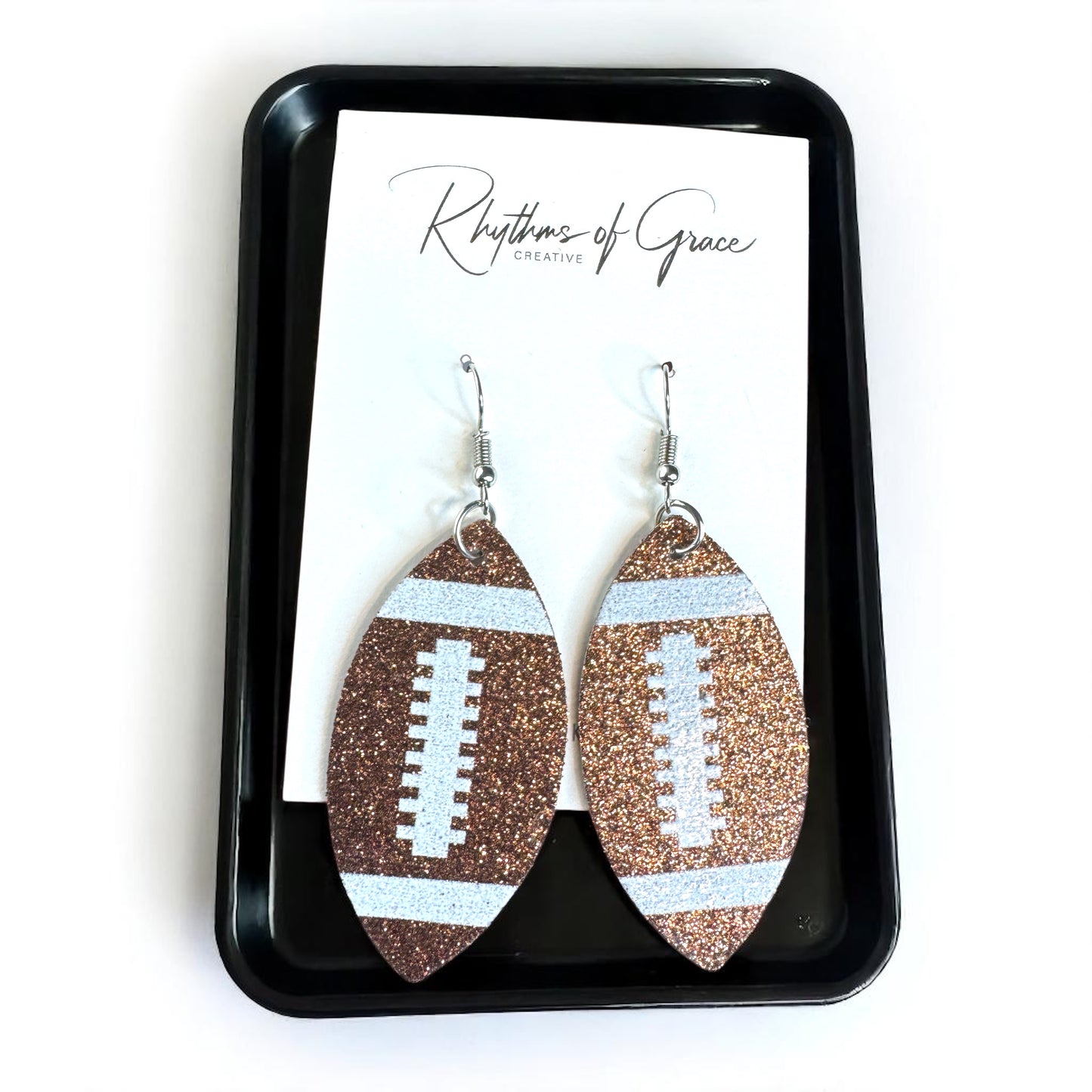 Score Big with Sparkle! Glitter Football Dangle Earrings 🏈