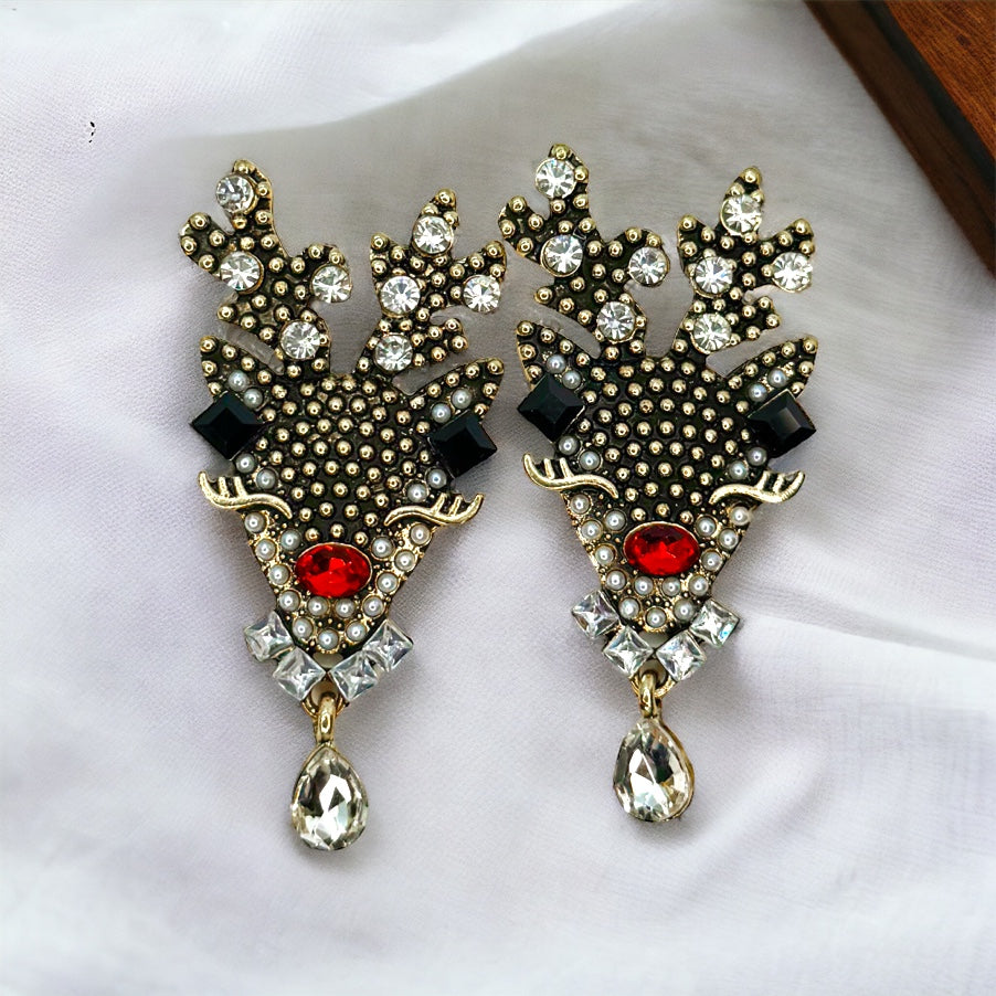 Razzle Dazzle Rudolph Earrings – Holiday Glam with a Hint of Whimsy!✨