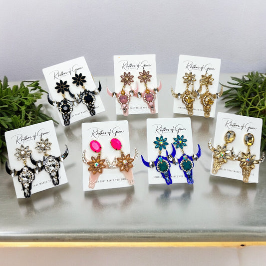 Stunning Western Inspired Rhinestone Dangle Earrings - Boho Jewelry Statement Piece