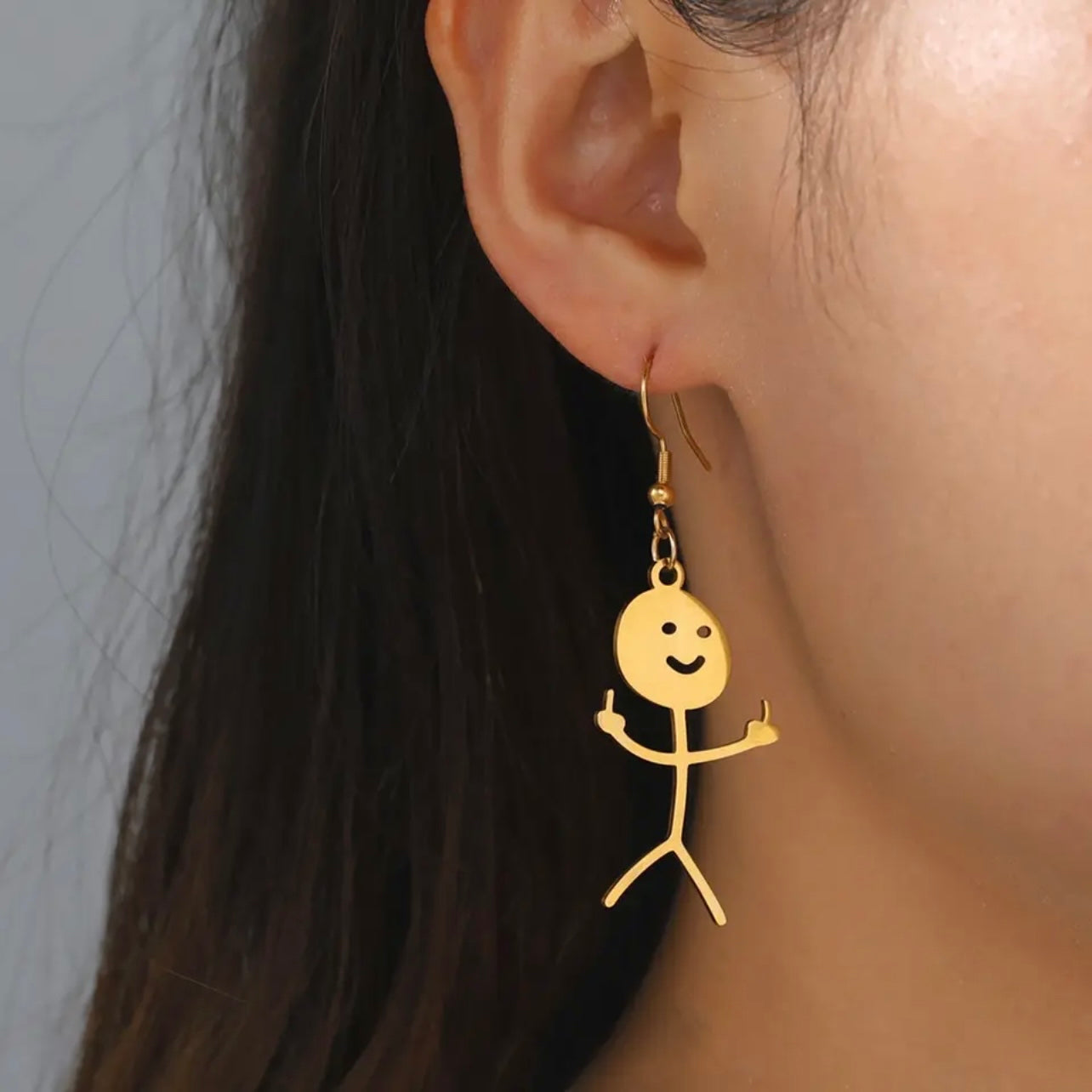 DILIGAF Earrings - Sassy Earrings, Handmade Earrings, Middle Finger, Stick Person