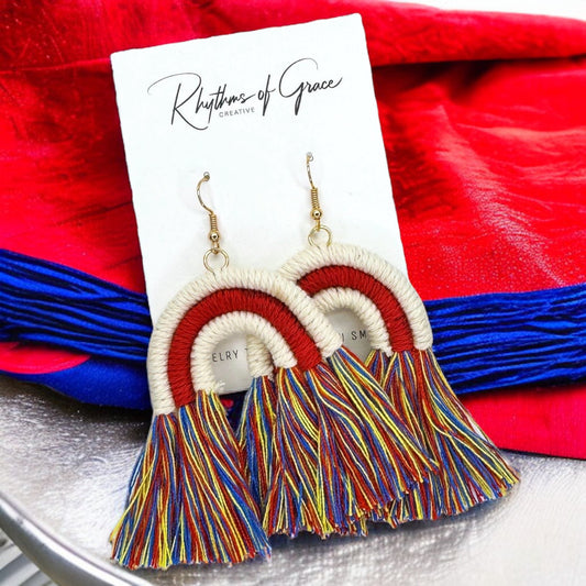 Stars, Stripes, & Fringe: Patriotic Rainbow Earrings for a Dazzling Fourth of July!