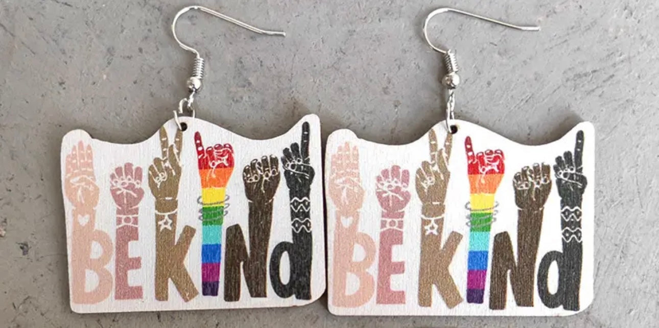 Be Kind Rainbow Earrings – Celebrate PRIDE and Diversity!