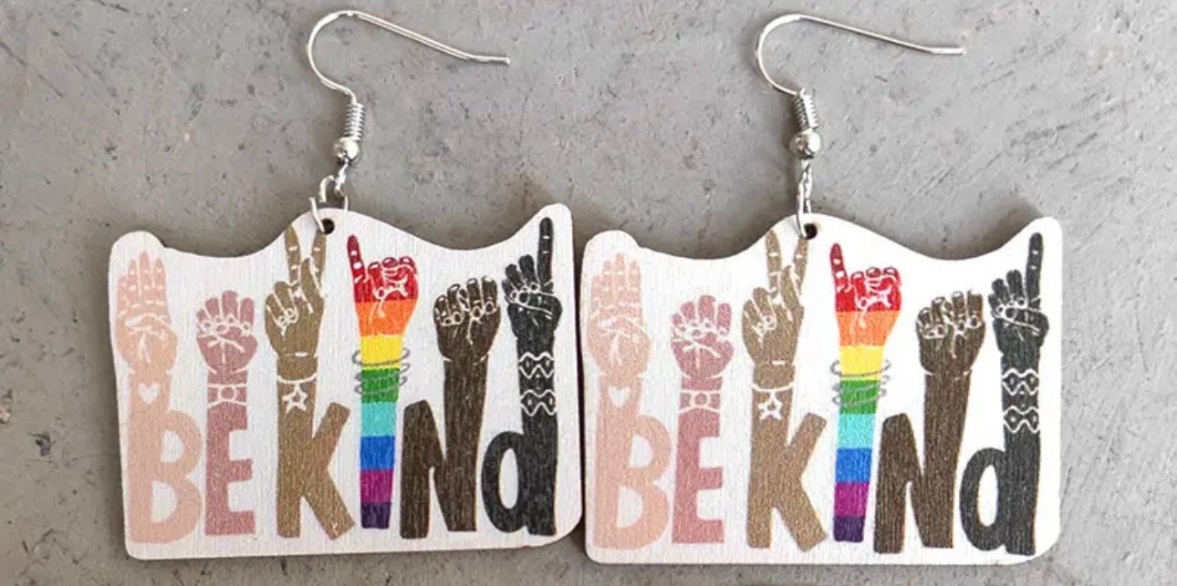 Be Kind Earrings - Rainbows, PRIDE Accessories, Rainbow Earrings, Pride Parade, LGBTQ, PRIDE Parade, Ally Earrings