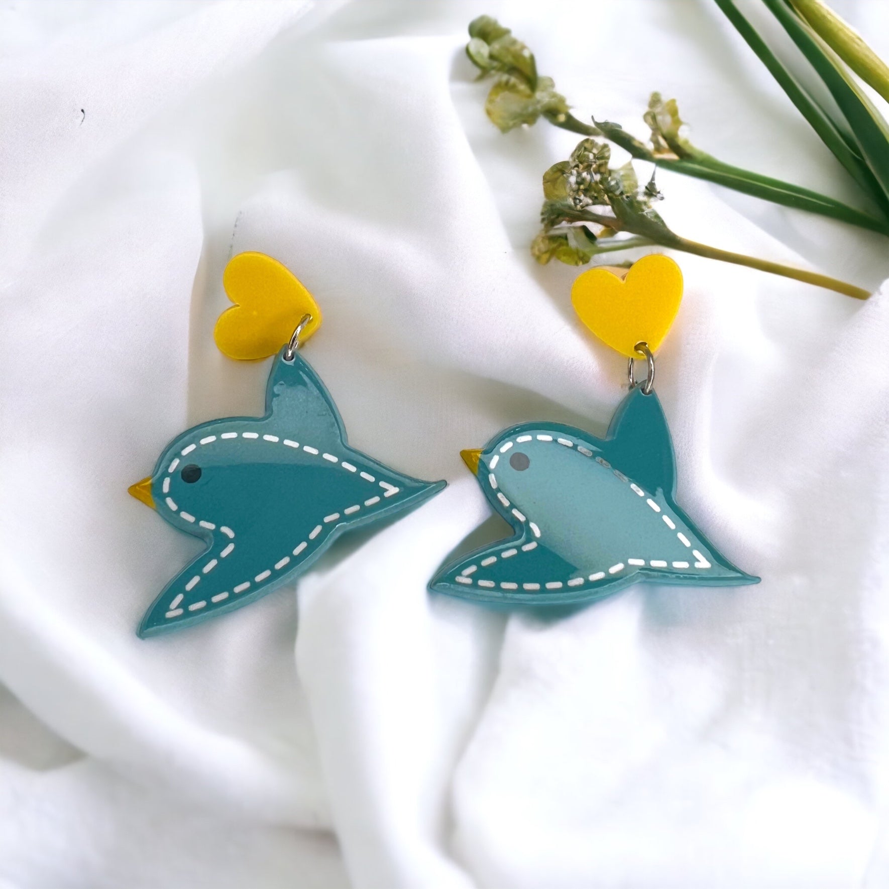 Blue Bird Earrings - Bluebird Earrings, Handmade Earrings, Bird Earring, Handmade Jewelry, Bird Jewelry, Bluebird Accessories - Rhythms of Grace Creative