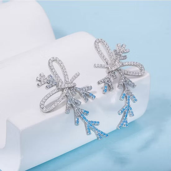 Sparkling Frozen Bow Earrings – Embrace Holiday Glamour!