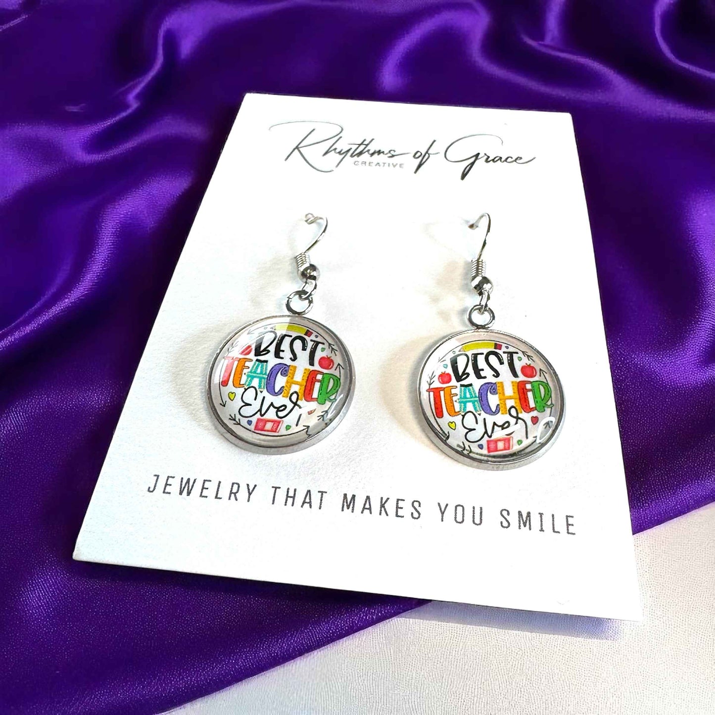 Inspire & Shine with Teacher Cabochon Dangle Earrings!