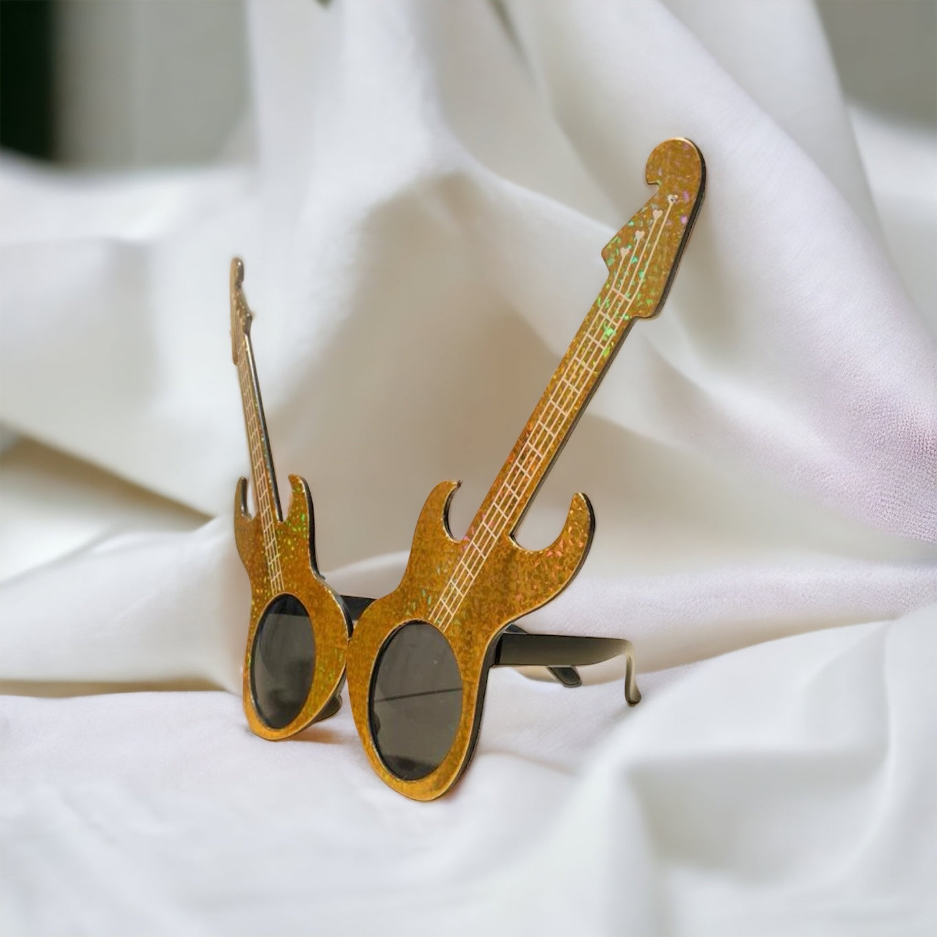 Gold Guitar Sunglasses - Rock n Roll, Guitar Accessories, Electric Guitar, Fest Attire - Rhythms of Grace Creative