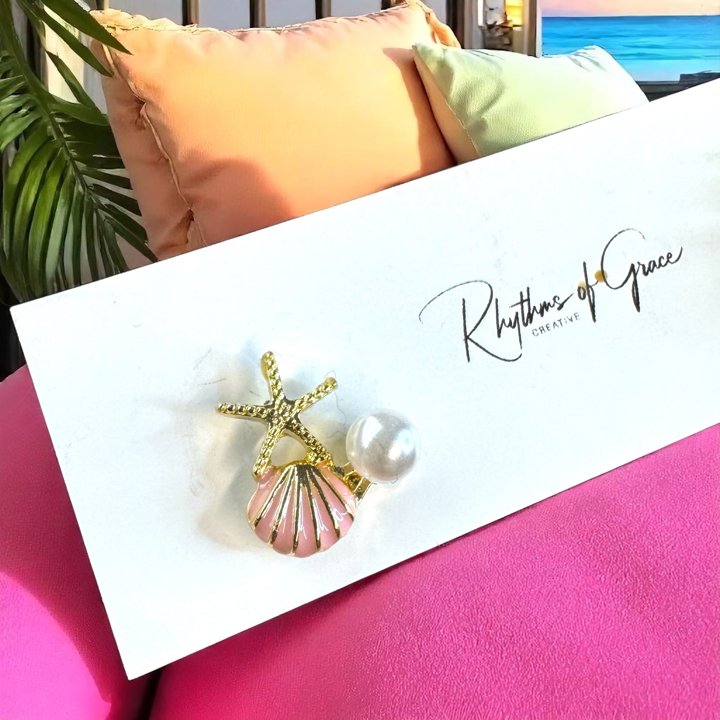 Seashell Sparkle: Pearl & Rhinestone Starfish Studs for Ocean Lovers!