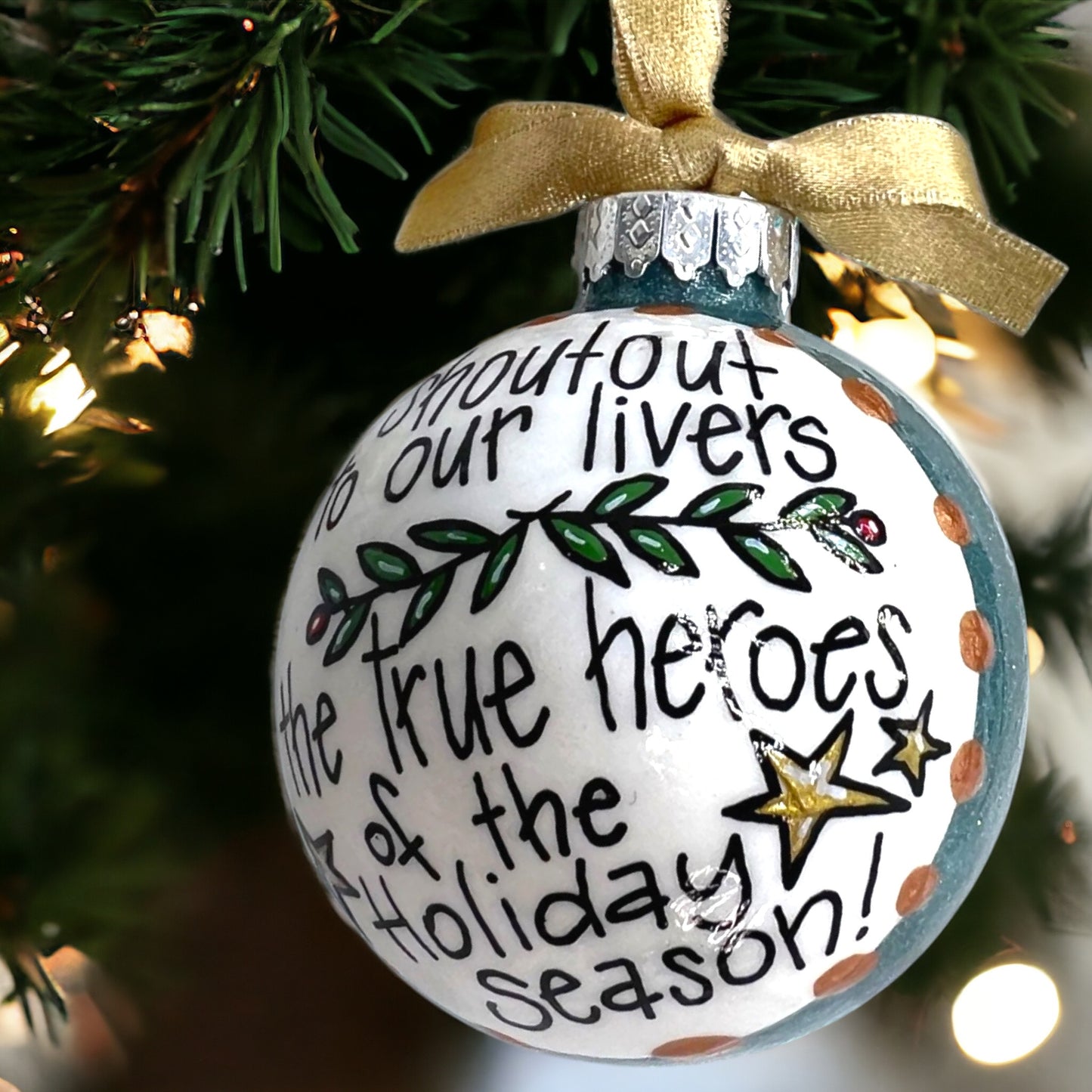 Cheers to Our Livers! 🎉 Hilarious Personalized Holiday Ornament!
