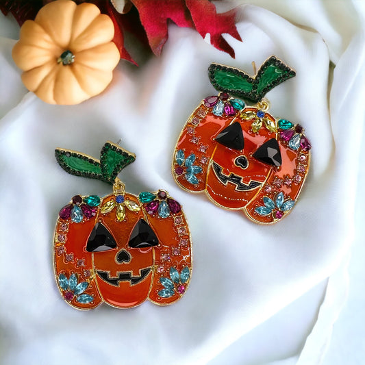 Jack-o-lantern Earrings - Halloween Earrings, Pumpkin Earrings, Halloween Accessories, Halloween Earrings, Jackolantern Earrings, Trick or Treat