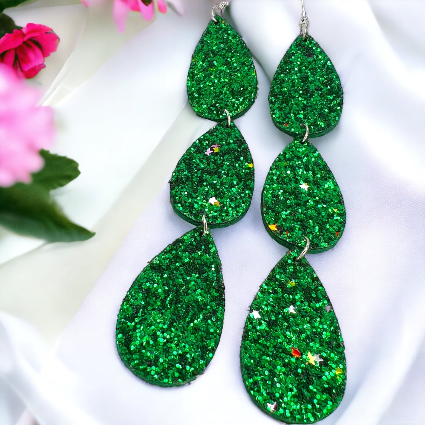 Dazzling Green Glitter Dangle Earrings - Your Lucky Charm! ๐ - Rhythms of Grace Creative