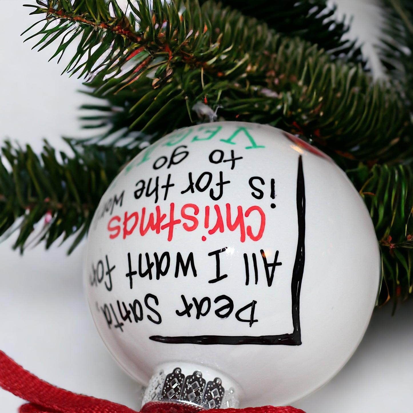 Christmas Ornament: "Dear Santa, I Want the World to Go Vegan!"