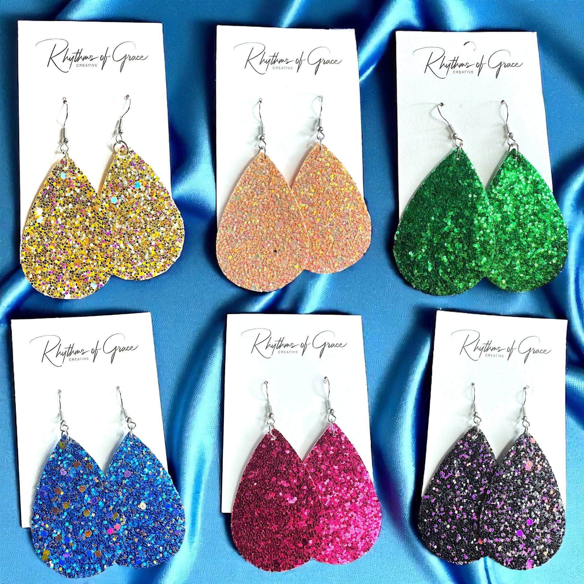 Sparkle & Shine: Glitter Teardrop Dangle Earrings ✨ - Rhythms of Grace Creative