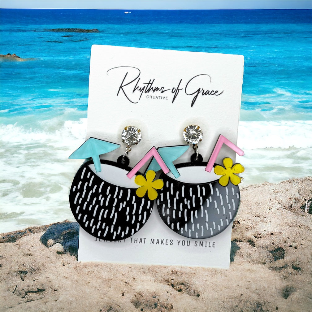 Island Cocktail Earrings - Sip, Smile, Sparkle! 🥥
