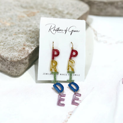 Pride Earrings - Rainbow Hearts, PRIDE Jewelry, Rainbow Earrings, Pride Accessories, LGBTQ, Rainbow Pride