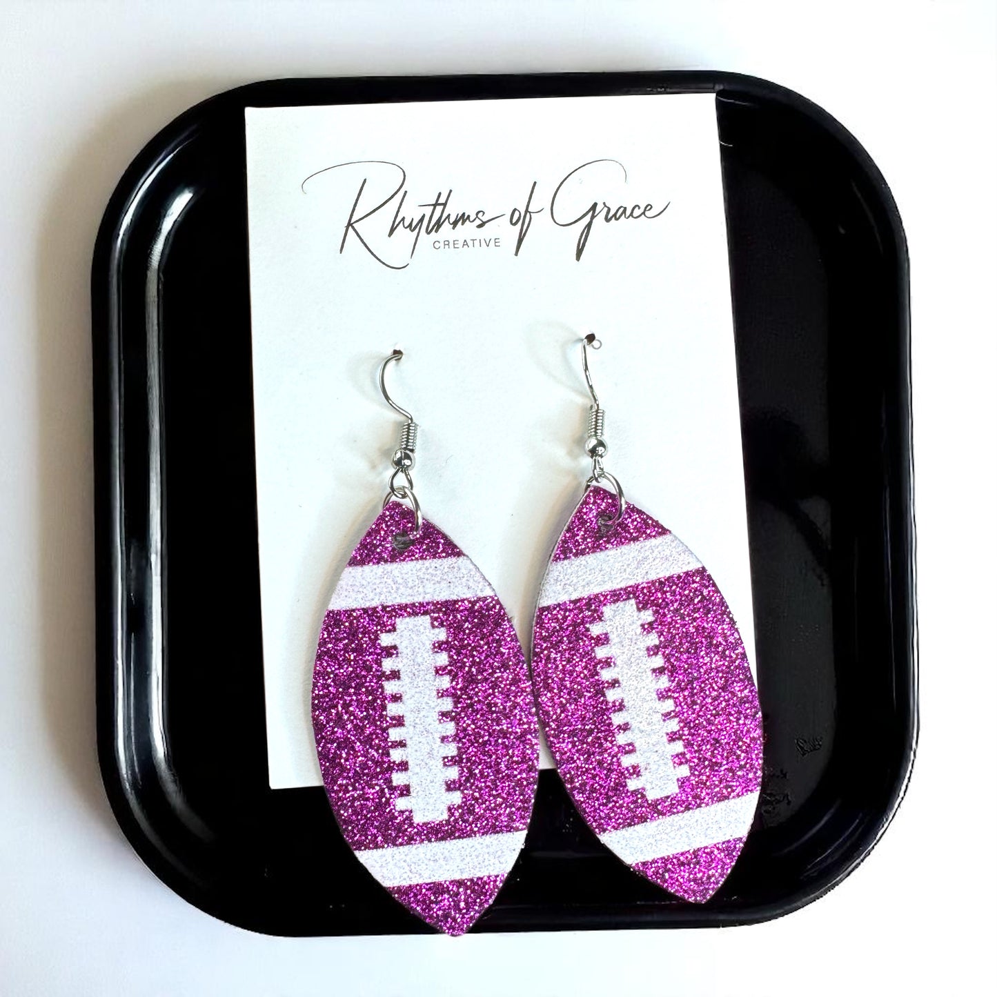 Score Big with Sparkle! Glitter Football Dangle Earrings 🏈