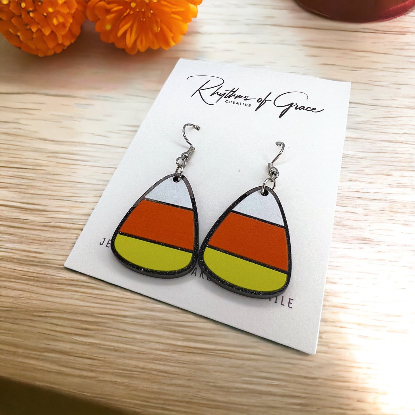 Not So Scary, Just So Sweet – Candy Corn Halloween Earrings - Rhythms of Grace Creative