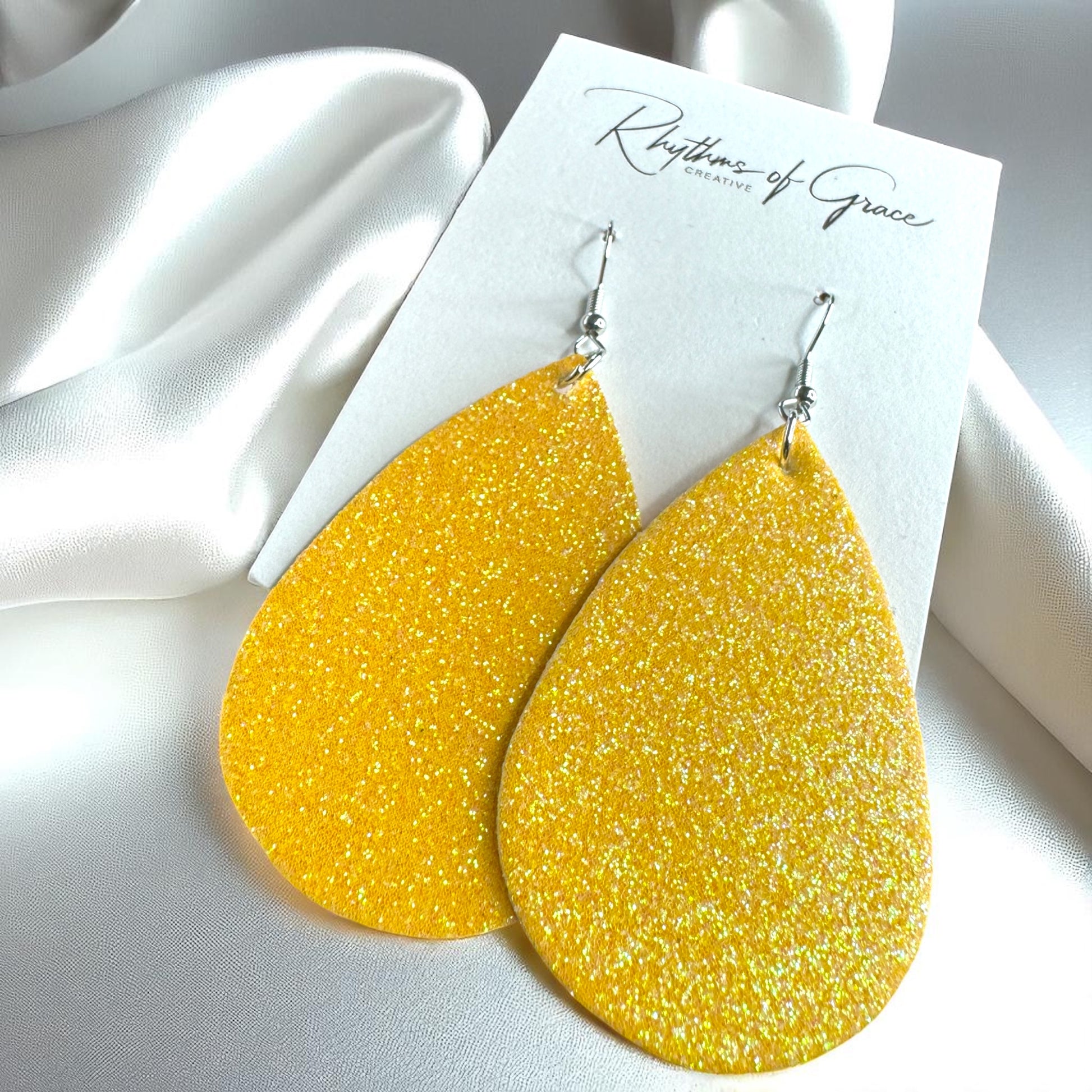 Sparkle & Shine: Glitter Teardrop Dangle Earrings ✨ - Rhythms of Grace Creative