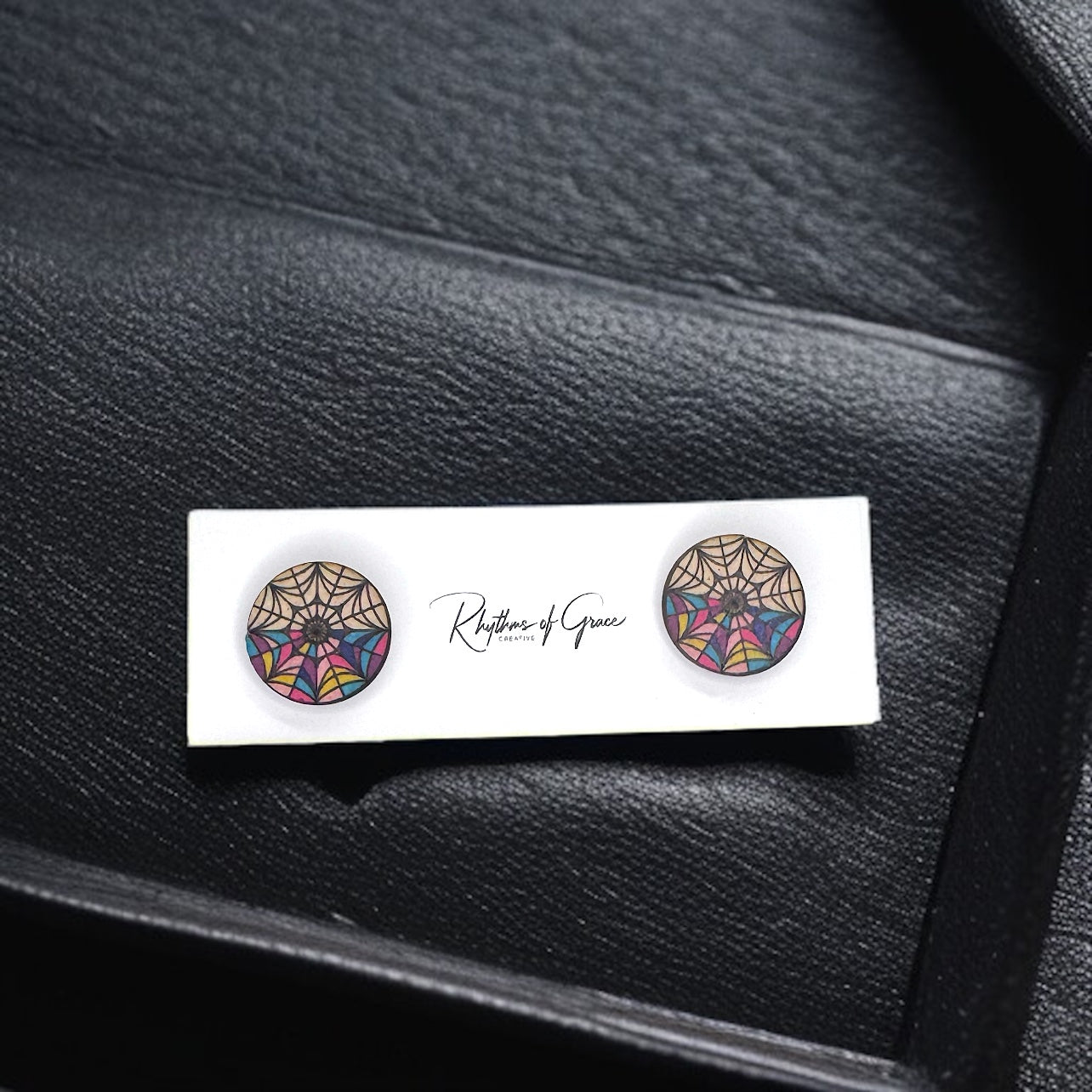 Wednesday Vibes: Enchanting Stained Glass Stud Earrings!