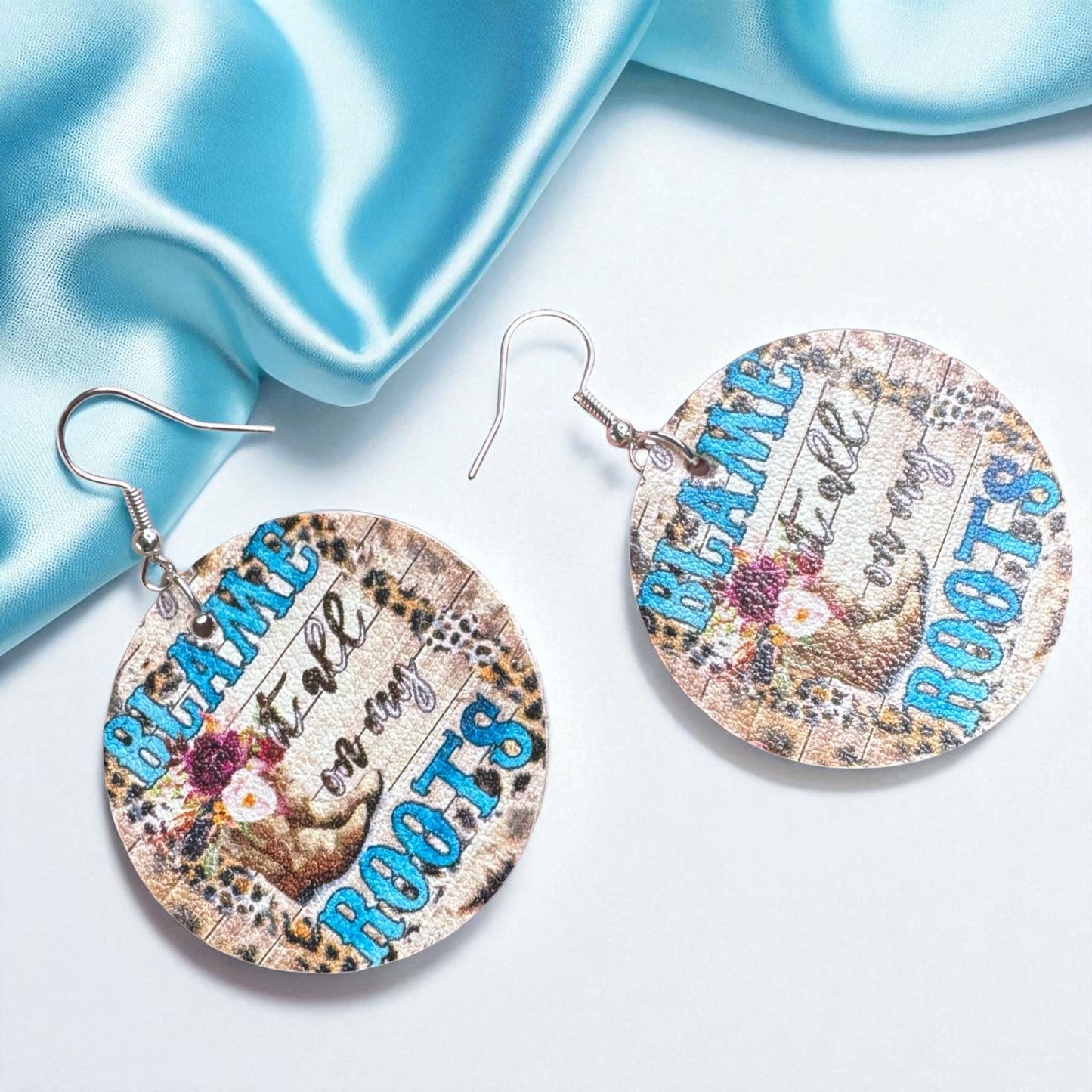 Blame It All On My Roots: Floral Cowgirl Boot Western Dangle Earrings