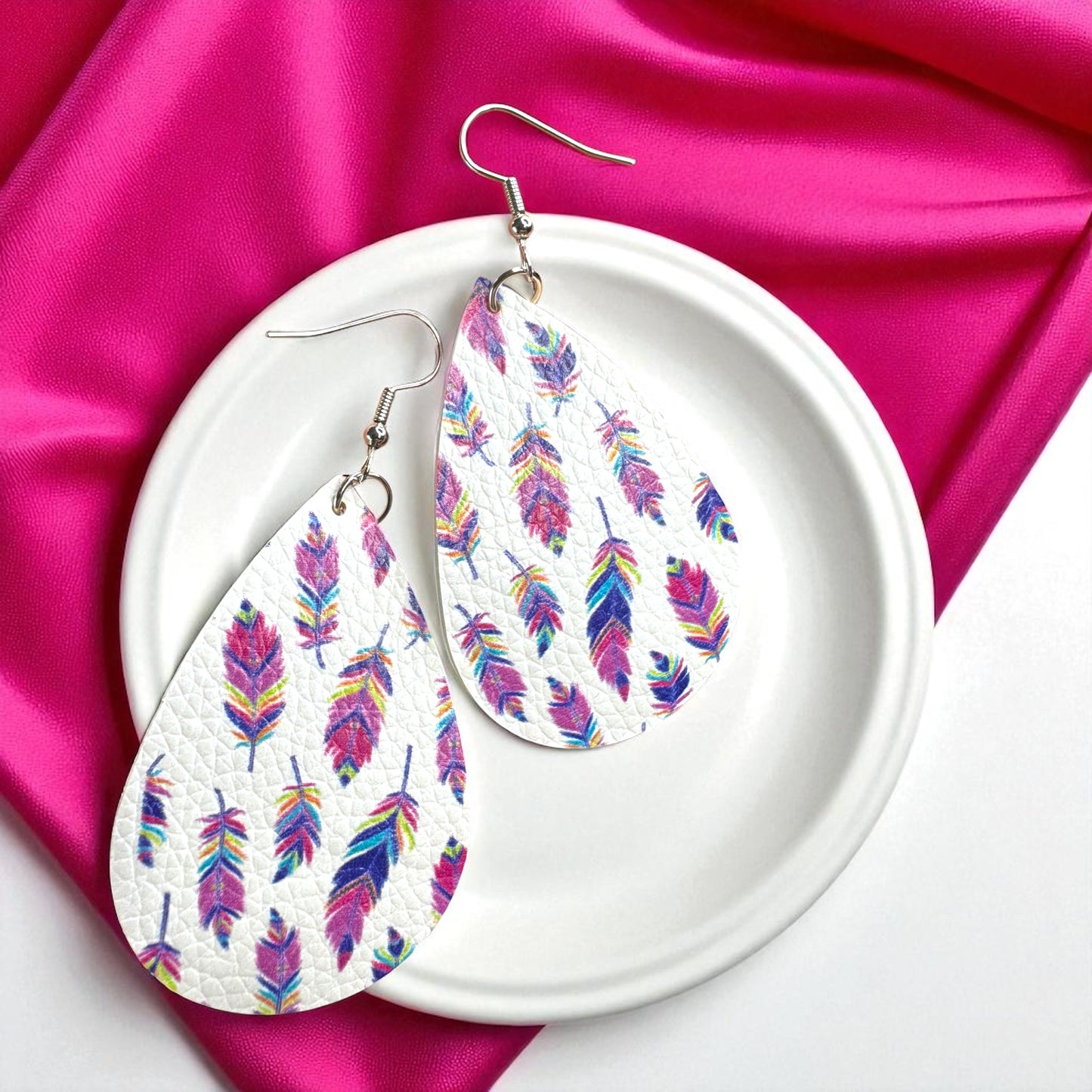 Colorful Feather Teardrop Earrings – Bold, Bright & Totally Fun!