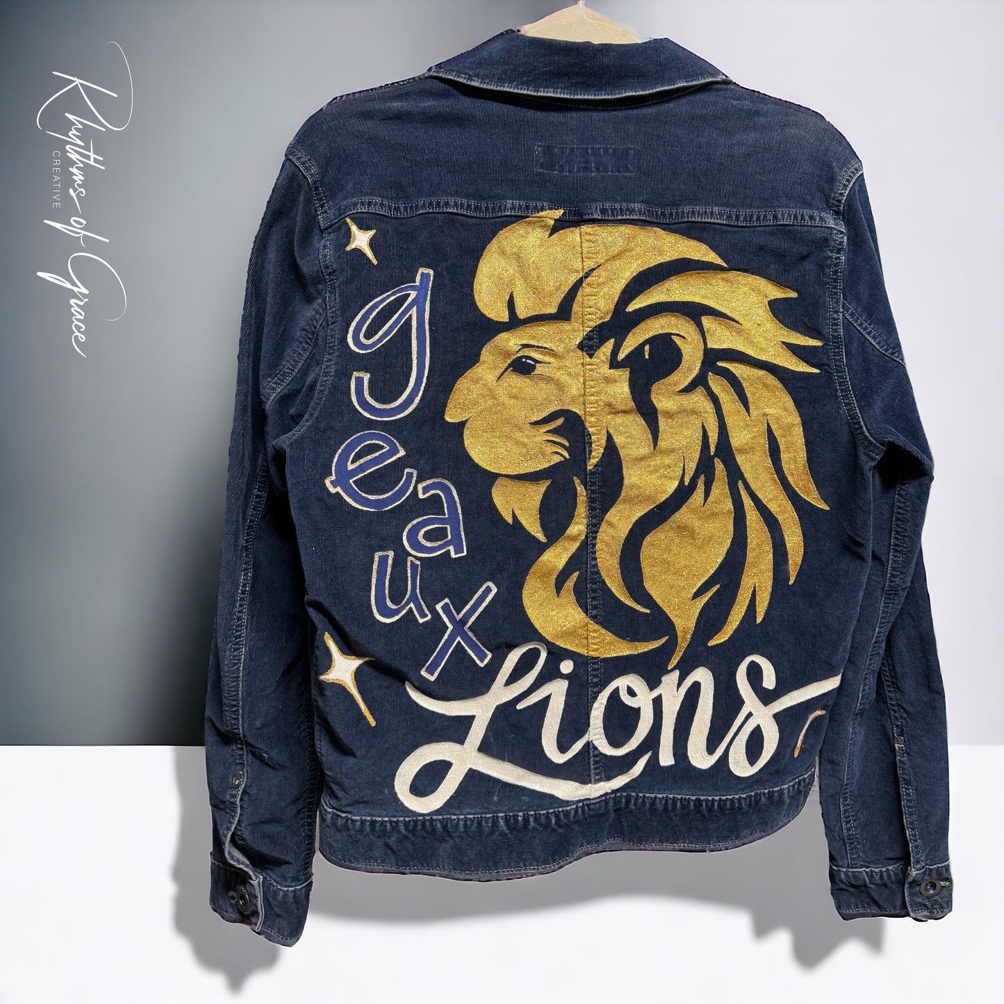 Hand Painted Jacket: “Geaux Lions” I Ladies Size Small Petite