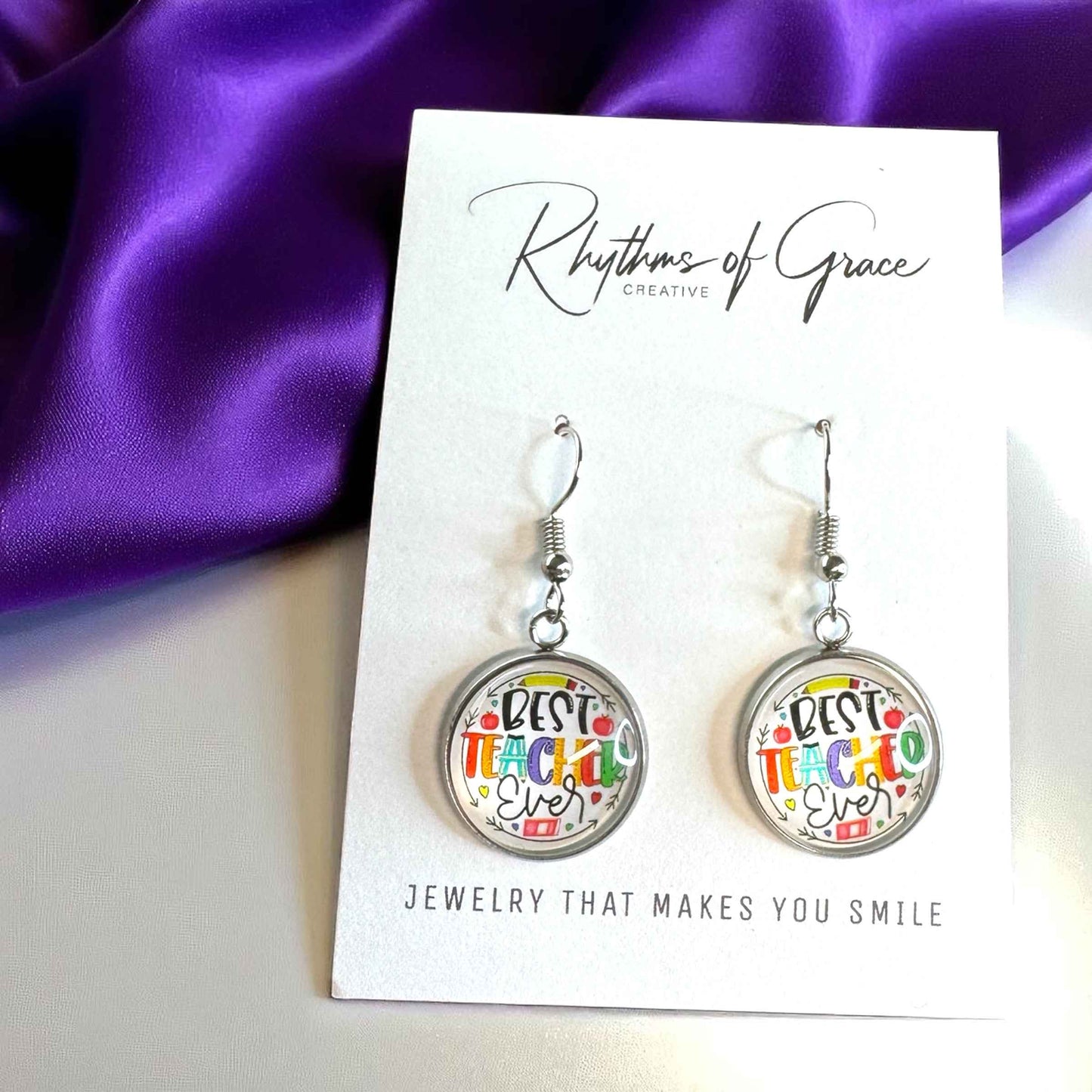 Inspire & Shine with Teacher Cabochon Dangle Earrings!