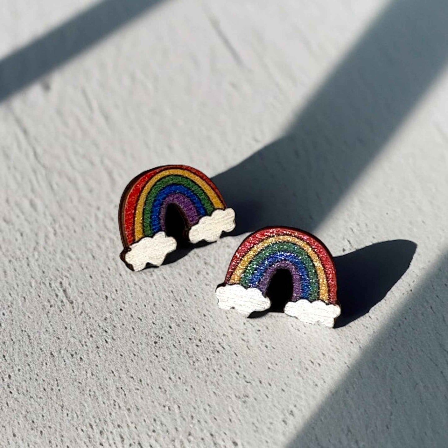 Rainbow Radiance: Handmade Wooden Studs for Every Occasion!