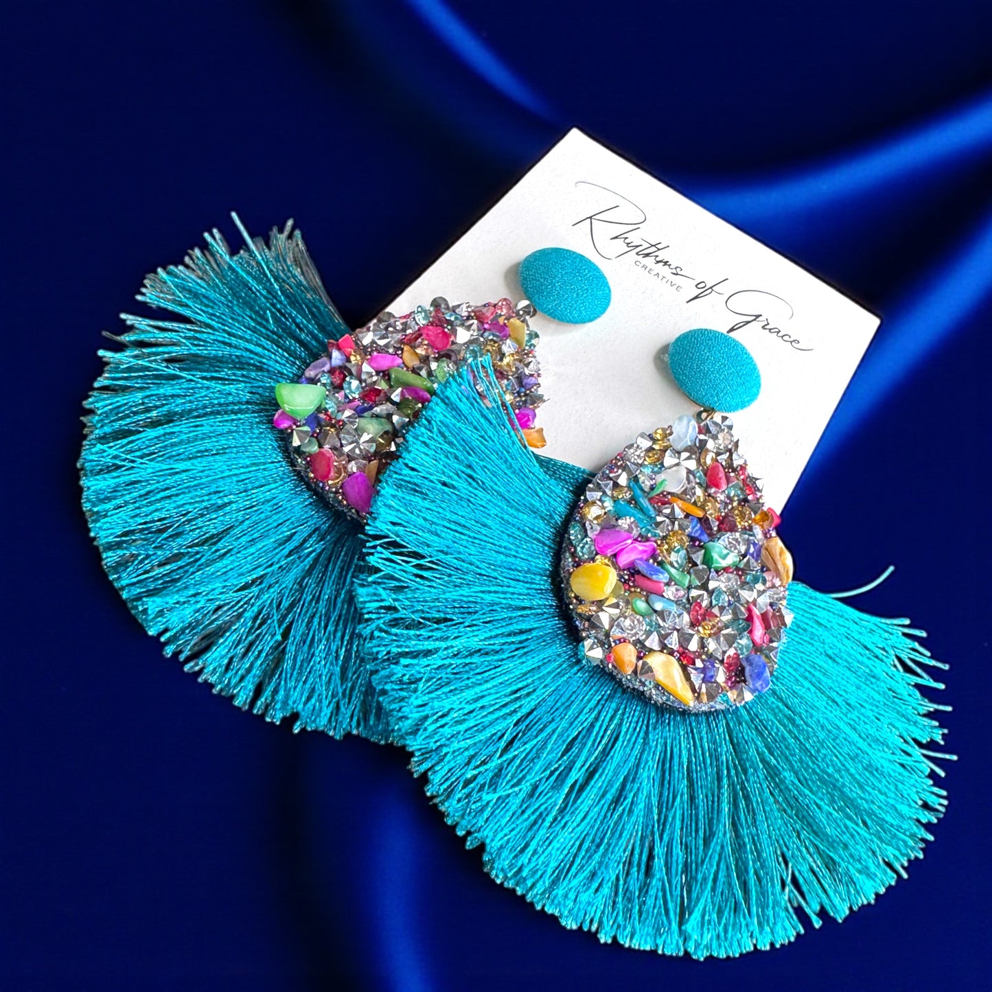 Vibrant Teal Tassel Earrings – Festival Ready