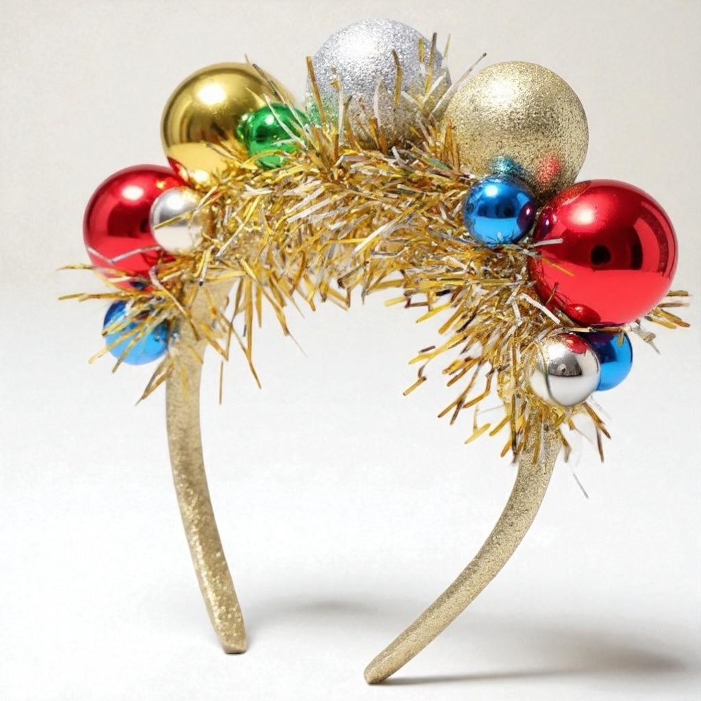 Ho Ho Ho-liday Glam: Red & Green Christmas Ornament Headband!